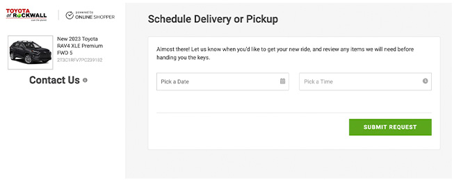 Schedule Delivery or Pickup